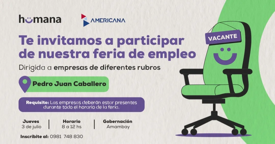 ¡Oportunidad laboral en Pedro Juan Caballero! Feria de Empleos en la Gobernación de Amambay